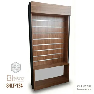 استند دیواری شیاردار (اسلت وال) طرح چوب | مدل ۱۲۴ (تاج‌دار و نورپردازی خور)